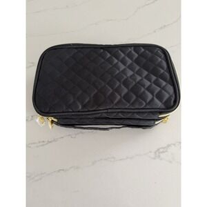 Travel Jewelry Organizer Case Black Quilted Zip Storage Portable Holder Pouch